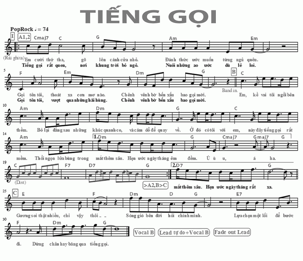 Sheet nhạc Tiếng Gọi